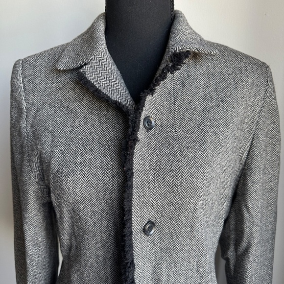 *LORD & TAYLOR* Petite Black x Tan Long Sleeve Button Blazer Suit Jacket Sz 8P - Picture 2 of 7